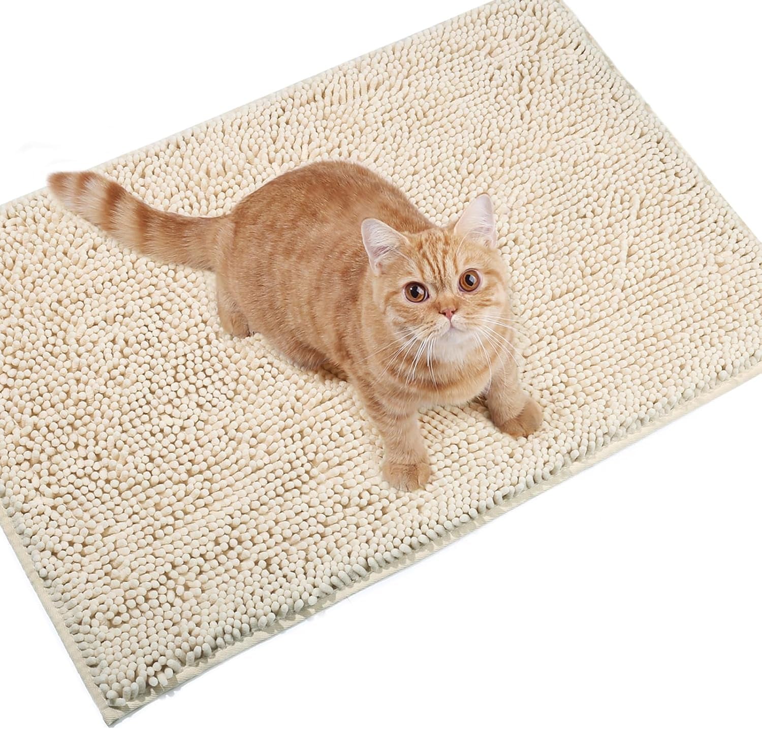 Cat Litter Mat, Litter Trapping Mat, 31"× 20" Cat Kitty Litter Rug with Waterproof Back, Super Soft for Cat'S Paws, Machine Washable, Beige