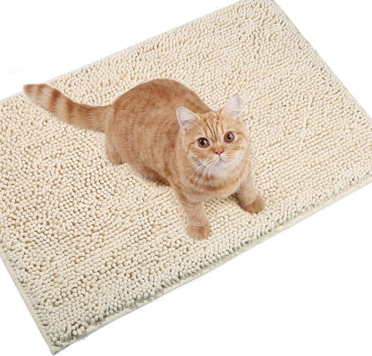 Cat Litter Mat, Litter Trapping Mat, 31"× 20" Cat Kitty Litter Rug with Waterproof Back, Super Soft for Cat'S Paws, Machine Washable, Beige