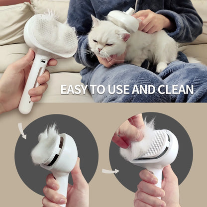 Spray Cat Brush for Shedding, Rechargeable Auto Misting Spray Cat Brush Self Cleaning Dog Grooming Brush for Pets Long or Short Hairs Comb, Static Flying Hair Remove, Tangled or Loose Hair Shed